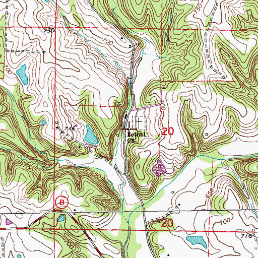 Topographic Map of Bethel Church, MO