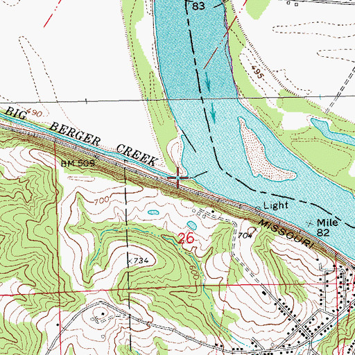 Topographic Map of Big Berger Creek, MO