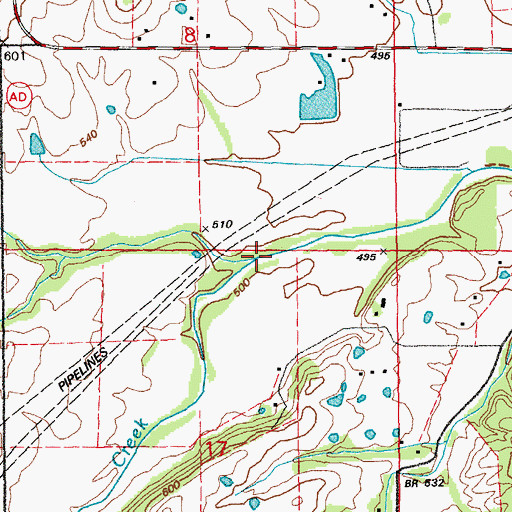 Topographic Map of Cains Creek, MO