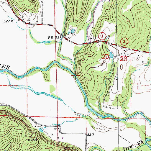 Topographic Map of Clear Creek, MO