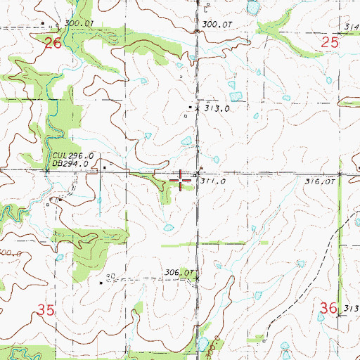 Topographic Map of Clover Hill School, MO