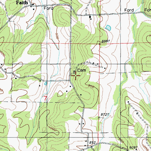 Topographic Map of Curry Chapel (historical), MO