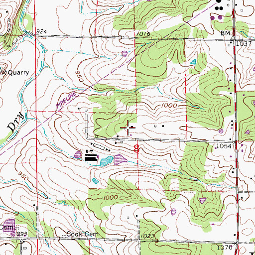 Topographic Map of Dixie School, MO