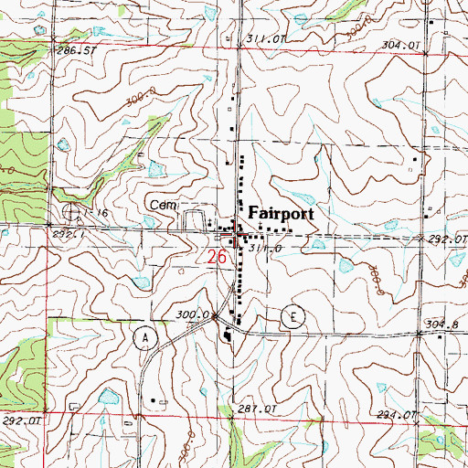 Topographic Map of Fairport, MO