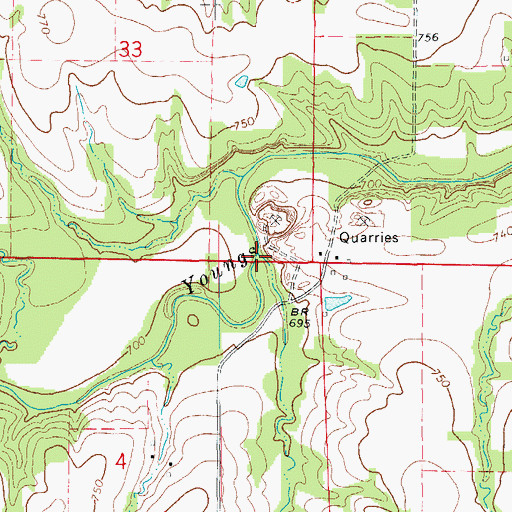 Topographic Map of Fivemile Creek, MO