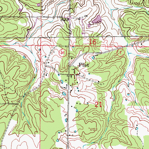 Topographic Map of Flat, MO