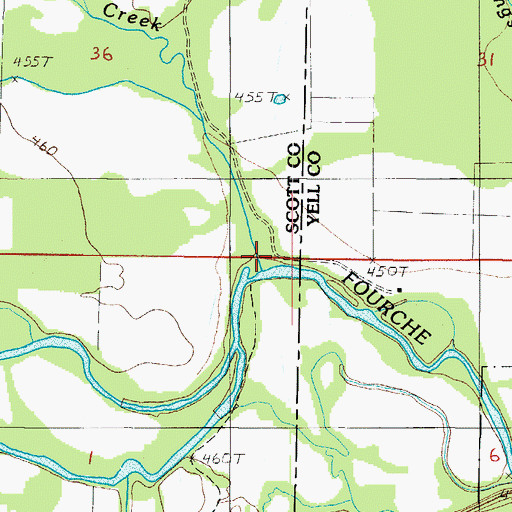 Topographic Map of Oller Creek, AR