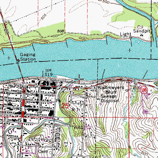 Topographic Map of Frene Creek, MO