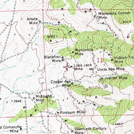 Topographic Map of Lone Jack Mine, AZ