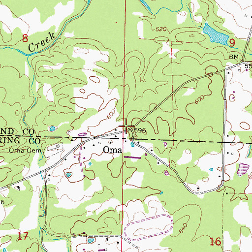 Topographic Map of Oma, AR