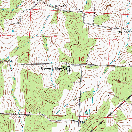 Topographic Map of Green Ridge Church, MO