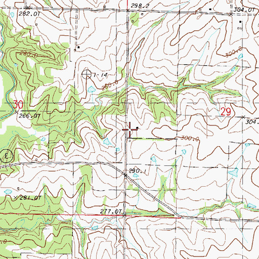 Topographic Map of Hebron School, MO