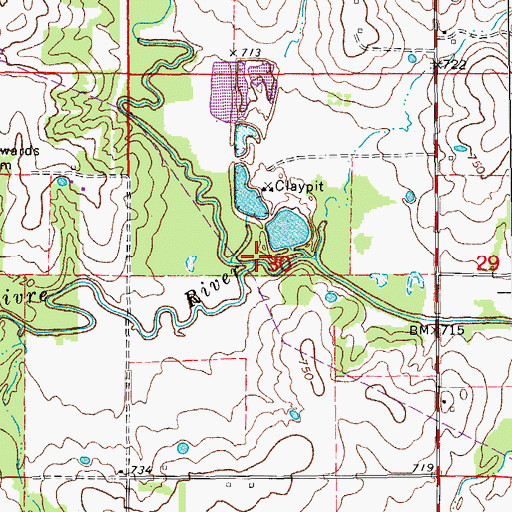 Topographic Map of Hickory Creek, MO