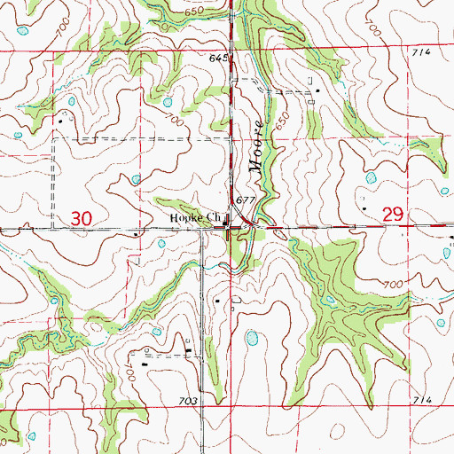 Topographic Map of Hopke Church, MO