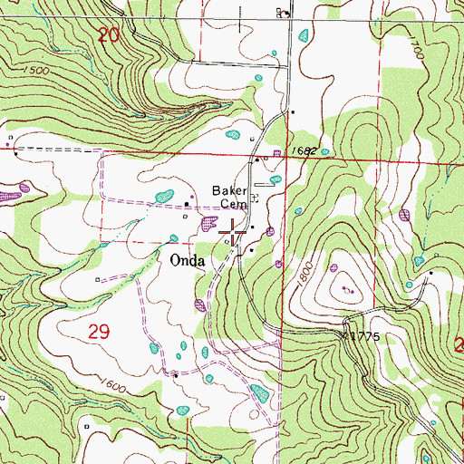 Topographic Map of Onda, AR