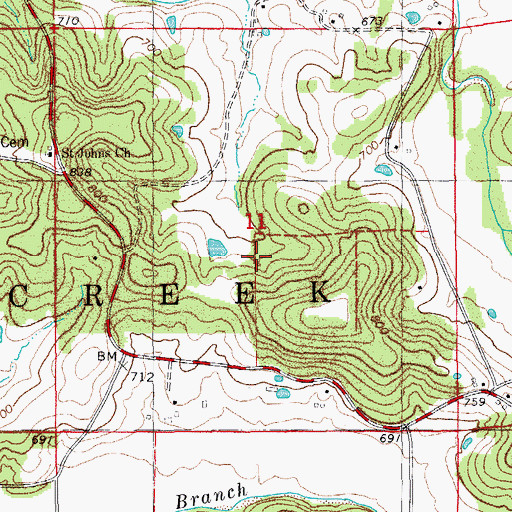 Topographic Map of Jenkins School (historical), MO