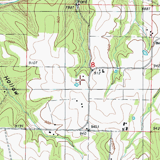 Topographic Map of Johnston School, MO