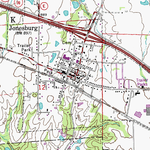 Topographic Map of Jonesburg, MO