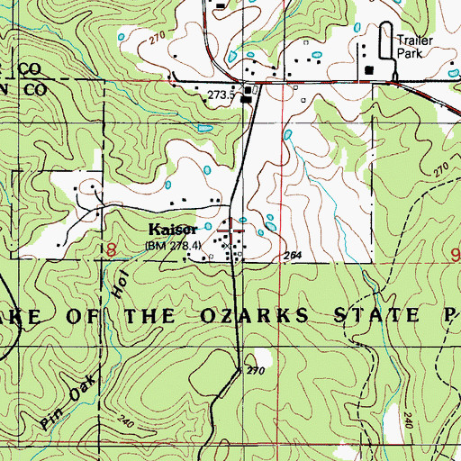 Topographic Map of Kaiser, MO