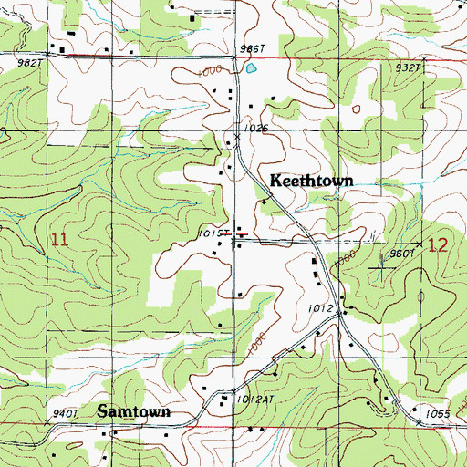 Topographic Map of Keethtown, MO