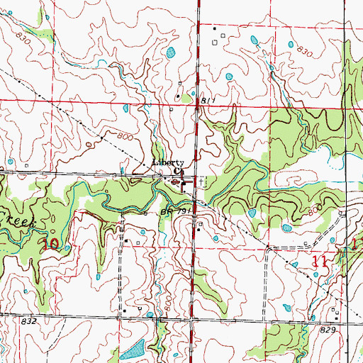Topographic Map of Liberty Church, MO