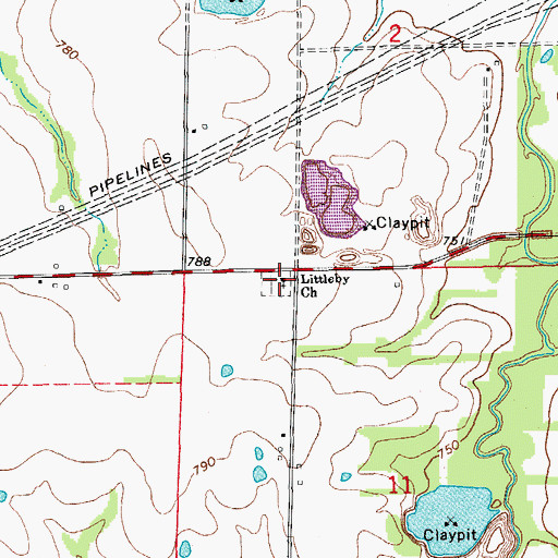 Topographic Map of Littleby Church, MO