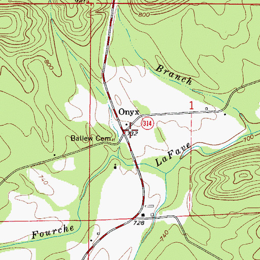 Topographic Map of Onyx, AR