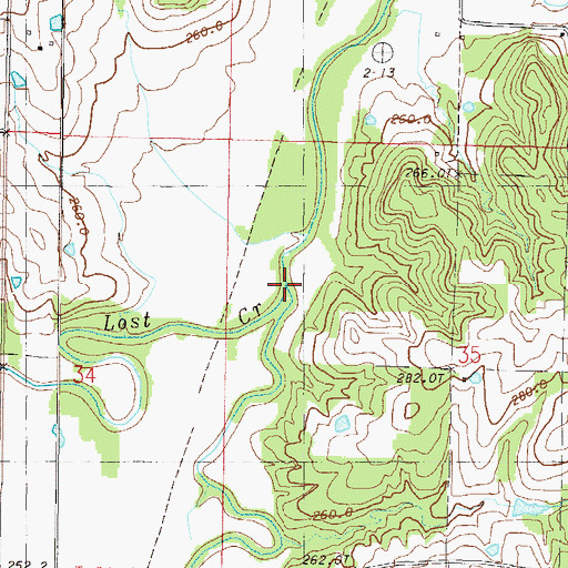 Topographic Map of Lost Creek, MO
