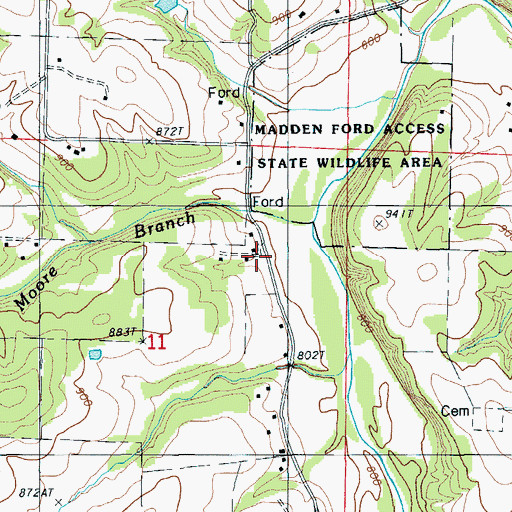 Topographic Map of Madden Church (historical), MO