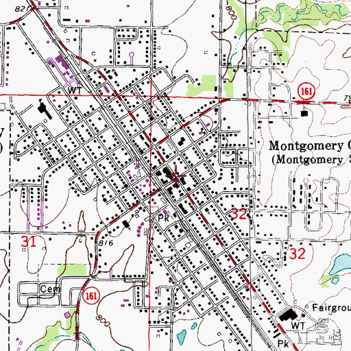 Topographic Map of Montgomery City, MO