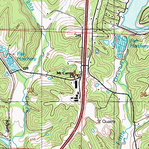 Topographic Map of Mount Carmel Church, MO