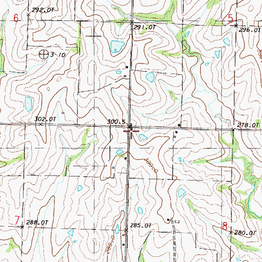 Topographic Map of Mount Hope School, MO