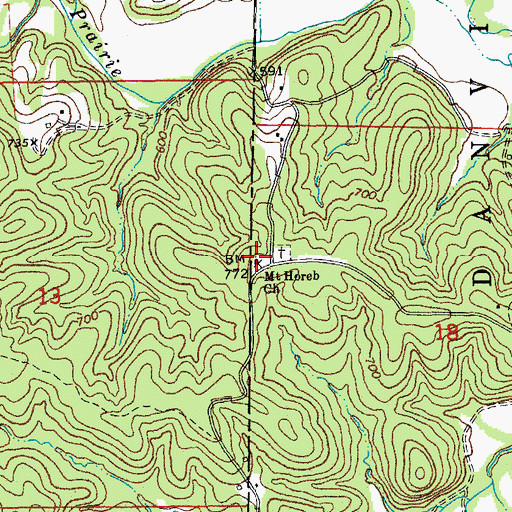 Topographic Map of Mount Horeb Church, MO