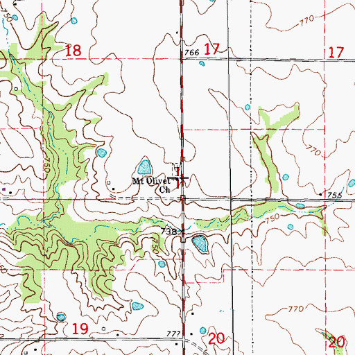 Topographic Map of Mount Olivet Church, MO