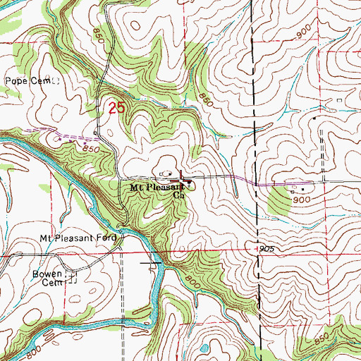Topographic Map of Mount Pleasant Church, MO