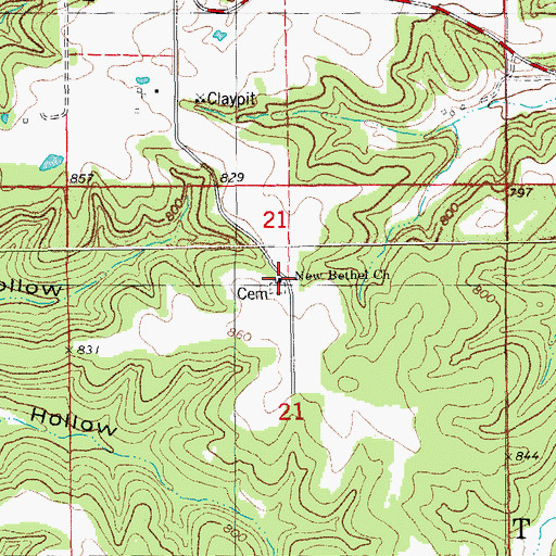 Topographic Map of New Bethel Church, MO