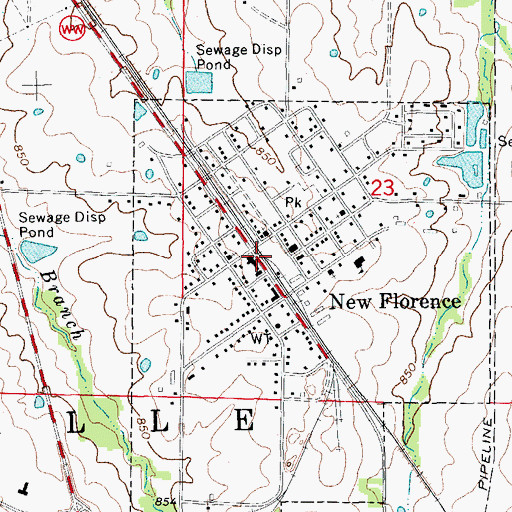 Topographic Map of New Florence, MO