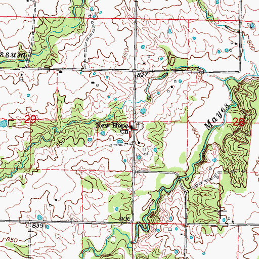 Topographic Map of New Hope Church, MO