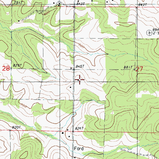 Topographic Map of New Toff School, MO