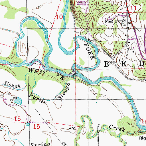 Topographic Map of North Fork Cuivre River, MO