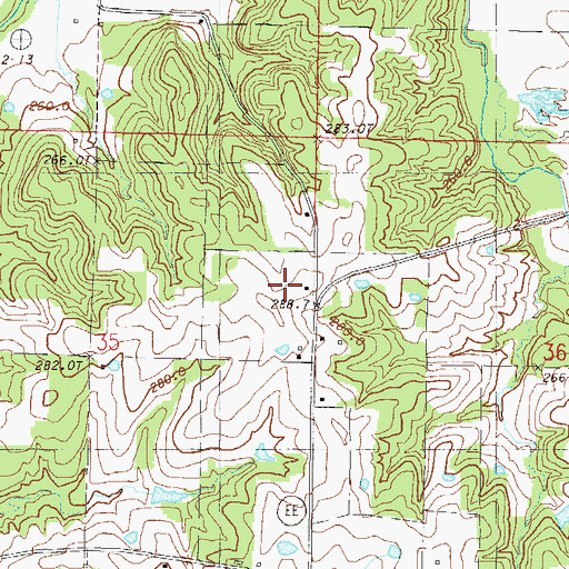 Topographic Map of Oak Ridge School, MO