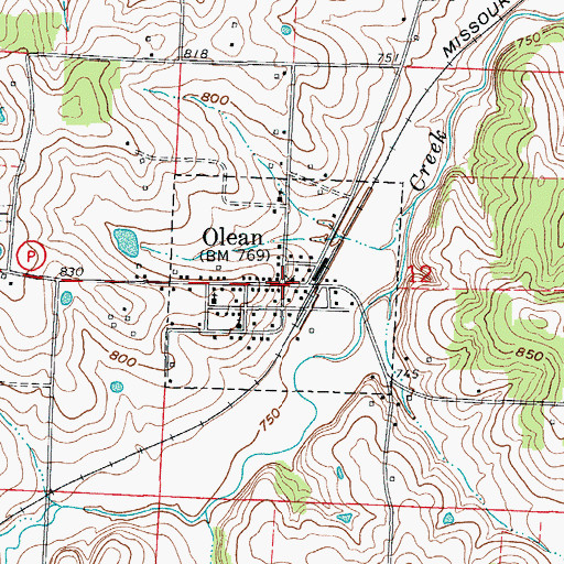 Topographic Map of Olean, MO