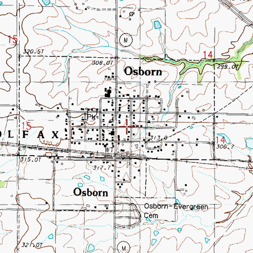 Topographic Map of Osborn, MO