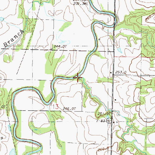 Topographic Map of Owl Creek, MO
