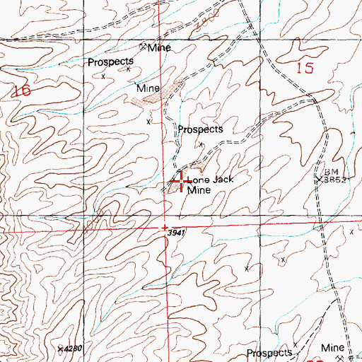 Topographic Map of Lone Jack Placer Mine, AZ