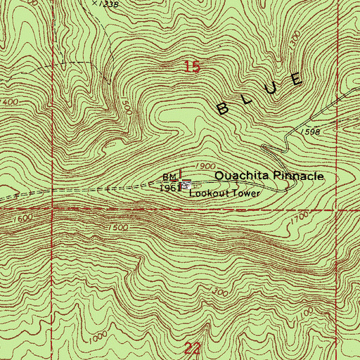 Topographic Map of Ouachita Pinnacle, AR