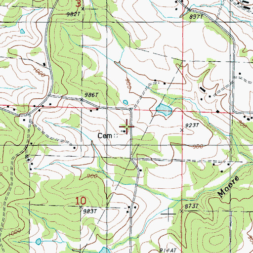Topographic Map of Pleasant Hill Church, MO