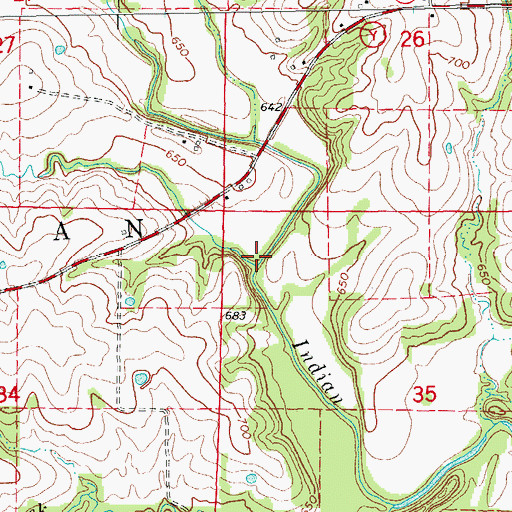 Topographic Map of Prairie Branch, MO