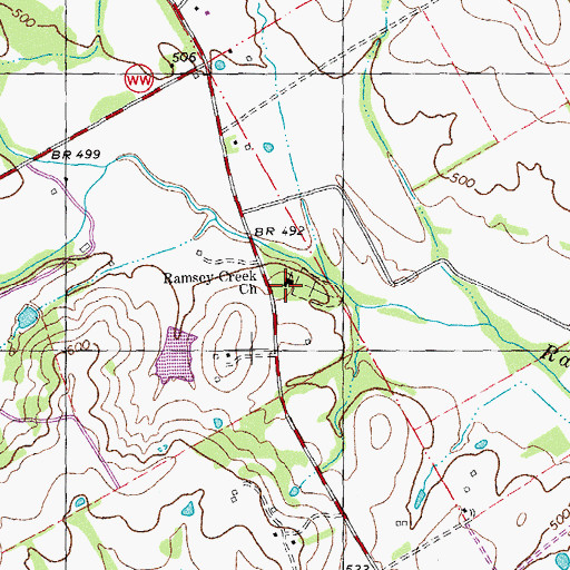 Topographic Map of Ramsey Creek Church, MO