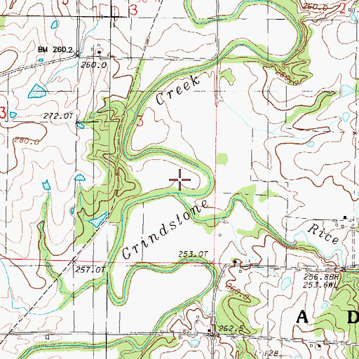 Topographic Map of Rice Creek, MO